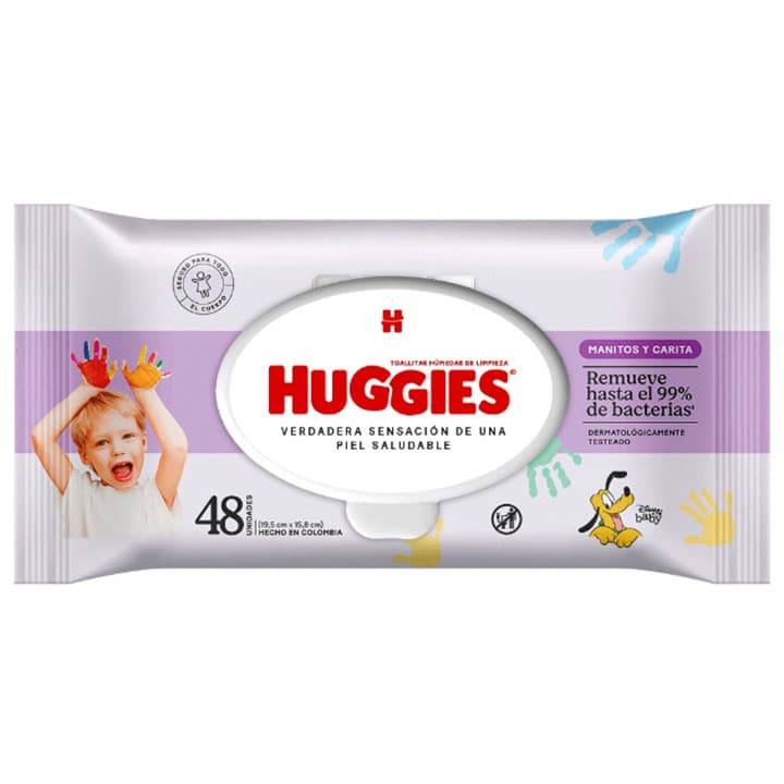 HUGGIES TOALLITAS HUMEDAS MANITOS Y CARITA 48und - 1