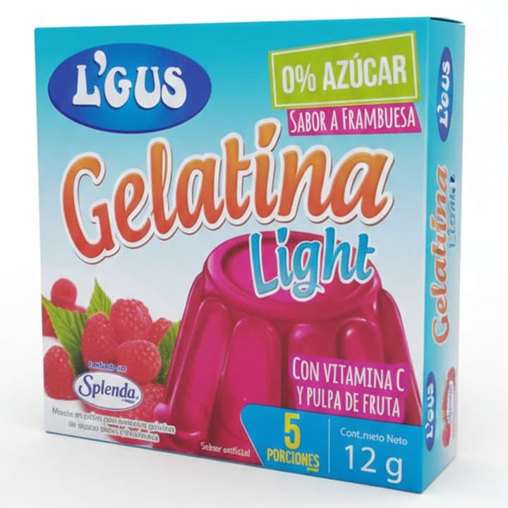 L"GUS GELATINA DE FRAMBUESA LIGHT C/SPLENDA 12g - 1